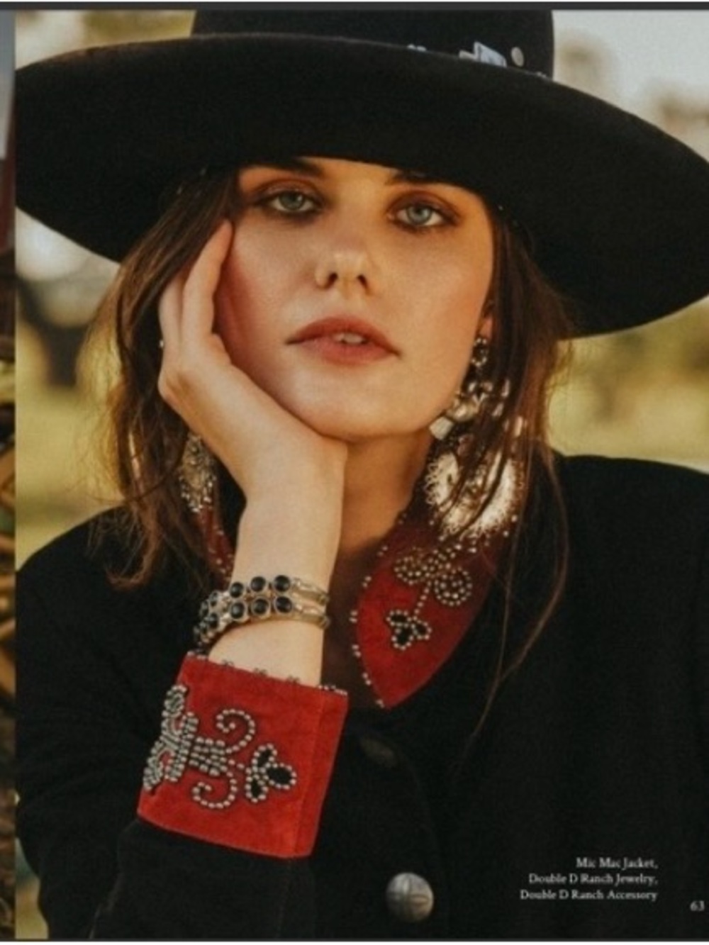 Double D Ranch Mia Mae Jacket beaded suede jacket beaded red cuffs collar concho